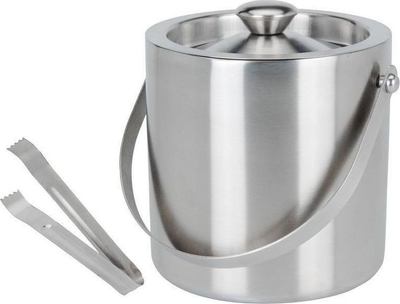 Kovë akulli Excellent Houseware, çelik, me kapak dhe mashë, e argjendtë