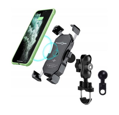 Mbajtës telefoni për motor FreedConn MC1W, karikues wireless 15W, USB, i zi