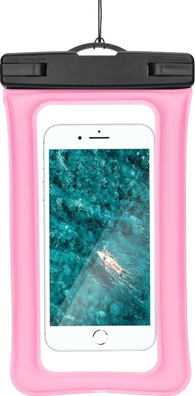 Mbajtëse uji-rezistente për telefon Partner Tele.com Waterproof Case AIRBAG, universale, me mbyllje plastike, rozë