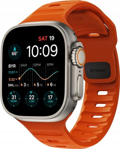 Rrip sportiv për Apple Watch, 46mm 49mm, silikon, portokalli