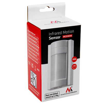 Senzor lëvizjeje Maclean MCE385 W, PIR i jashtëm, 1200W, IP65, i bardhë