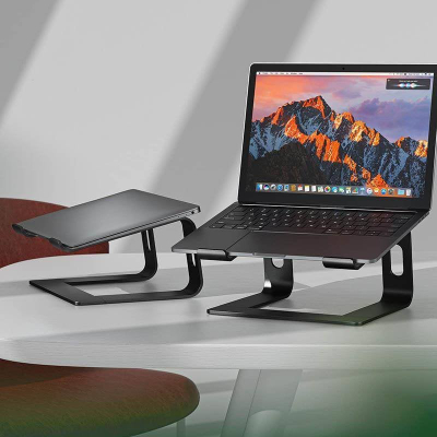 Qëndrim laptopi Crong prej alumini, ergonomik, i zi