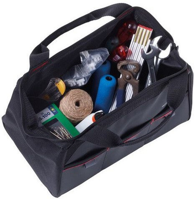 Çantë me vegla Troika TOOL BAG, 6.5L, 9 pjesë, e zezë me të kuqe