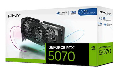 Графичка картичка PNY GeForce RTX 5070 OC, 12GB GDDR7, PCIe 5.0, црна