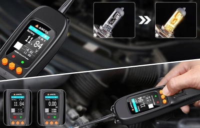 Tester qarku Ancel PB500, 12–24V, ekran TFT me ngjyra, i zi