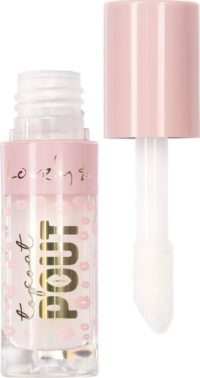 Lip gloss Lovely Top Coat Pout, për buzë më të plota, 3 g, transparent