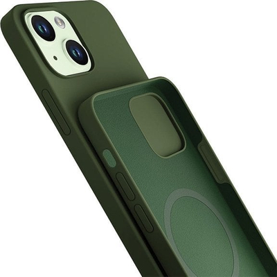 Kuti mbrojtëse 3MK Hardy Case për iPhone 15 Plus 14 Plus, MagSafe, silikoni, jeshile