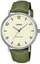 Ora dore Casio MTP-VT03L-7B, analoge quartz, rrip lëkure i gjelbër, display i bardhë
