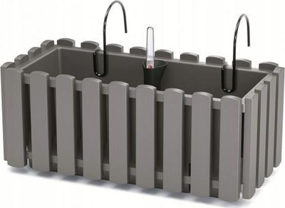 Vazo ballkoni BOARDEE FENCYCASE W, 38x18x16cm, me grepë metalikë, gri gur