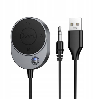 Adapter Bluetooth Hoco E150 AUX, Jack 3.5 mm, USB, gri