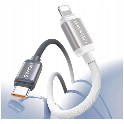 Kabllo USB Usams Bicolor Series SJ757, USB-C në Lightning, 1.2m, 30W, bardh e zi