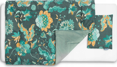 Set krevati për bebe Velvet Paradise Emerald, pambuk dhe kadife, jorgan dhe jastëk, jeshile e errët