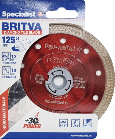 Disk diamant Specialist+ BRITVA, 125mm, trashësi 1.2mm, i kuq
