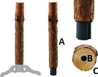 Mbajtëse bredhi druri pa markë, trung 62 cm, vrimë 2 cm, kafe natyrale