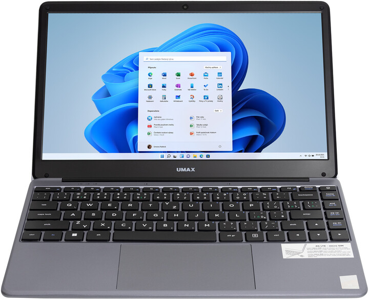 Laptop UMAX VisionBook 14WQ LTE, 14.1 ", Qualcomm Kryo 468, 4GB RAM, 128GB eMM, Qualcomm Adreno 618, gri