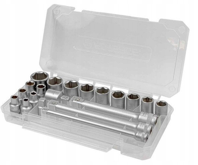 Set veglash Forsage, 20 pjesë, koka 6-22mm, 3/8", i argjentë