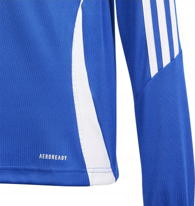 Bluzë trajnimi për kalamaj Adidas Tiro 24 Training Top Jr IR9364, poliester, me zinxhir gjysmë, blu