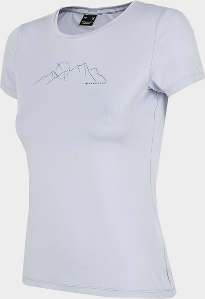 Спортска маица за жени 4F Sporty PL, брзо сушење, со кратки ракави, светло сива
