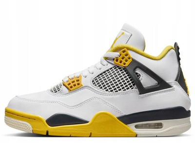 Atlete Nike Air Jordan 4 Retro W AQ9129-101, për femra, e bardhë me të verdhë