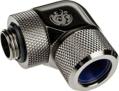 Lidhës Bitspower Advanced Multi-Link 90°, G1/4", për tuba 14 mm, i argjendtë