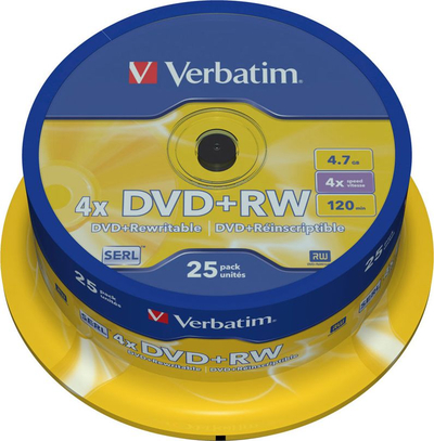 Disqe Verbatim DVD+RW, 4.7GB, 4x, 25 copë