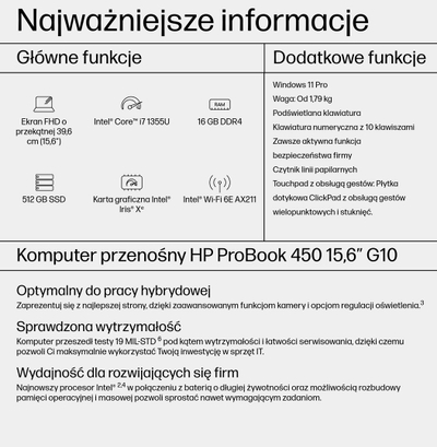 Laptop HP ProBook 450 G10, 15.6" FHD, i7 16GB 512GB, gri alumini