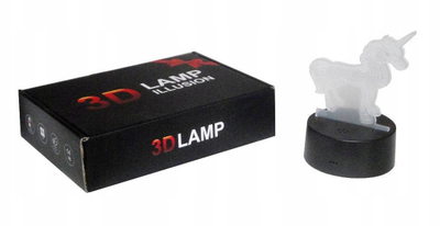 Llambë dekorative Swede Unicorn 3D, LED, dritë me shumë ngjyra, me bazë të zezë