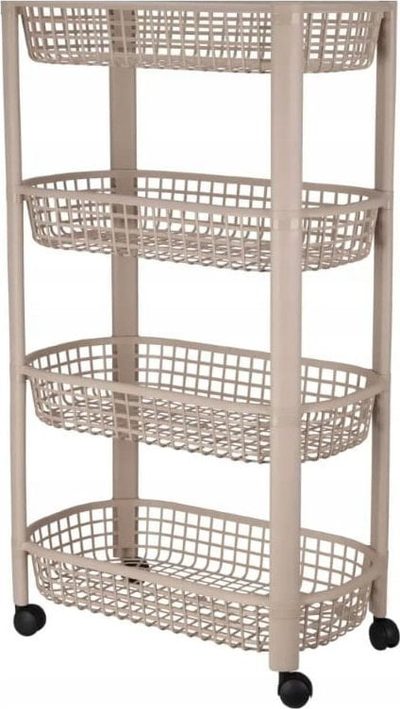 Rafte ndihmëse me rrota MyProject, 4 kate, 78.8x26x46.5 cm, bezhë