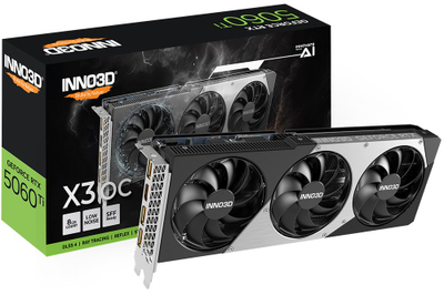 Kartë grafike INNO3D GeForce RTX 5060 Ti X3 OC, 8GB GDDR7, PCI Express, e zezë