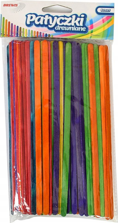 Shkopinj druri kreativë BREWIS, 17.8cm, 80 copë, shumëngjyrëshe