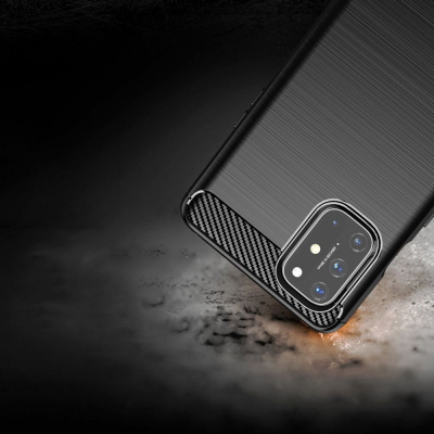 Kapak telefoni Oppo A52 Carbon, silikon i butë, anti-goditje, i zi