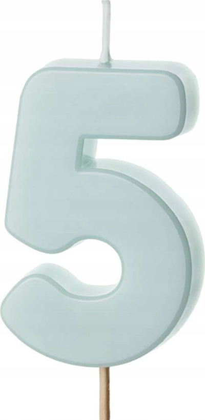 Qiri për ditëlindje numri 5, 5.5cm, blu e çelët
