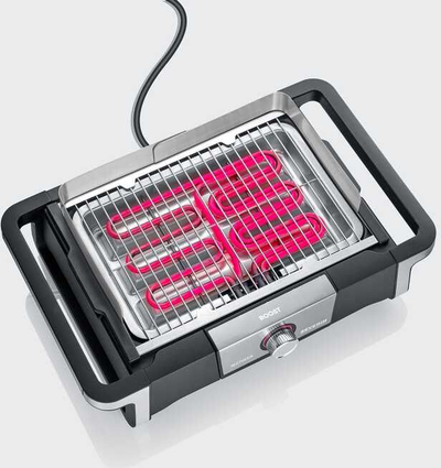 Grill tavoline me rrymë Severin SENOA Boost PG 8113, me funksion BOOST 500°C, inox i zi