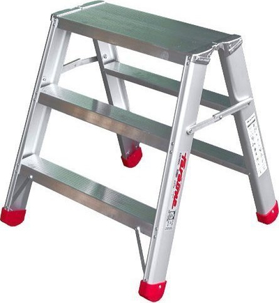 Shkallë tabure palosëse Faraone S2050ND, 45 cm, alumini, gri me të kuqe