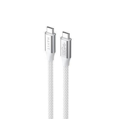 Кабел USB Тип C во Тип C Havit CB6290, 100W, 100cm, бело сив