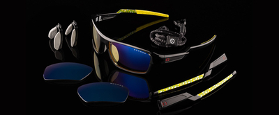 Гејминг очила Gunnar Optiks Lightning Bolt 360 ESL, леќи килибар и сончеви, рамка оникс, црни