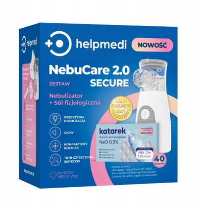 Nebулизатор HelpMedi Katarek NebuCare 2.0 Secure Set, без кабел, за деца и возрасни