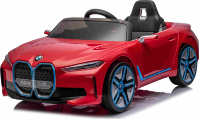 Електрична играчка-автомобил BMW i4, на батерии, тркала EVA, влез USB, црвена
