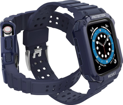 Byzylyk me kasë mbrojtëse Hurtel Protect Strap për Apple Watch 41 40 38mm, i fortë, blu