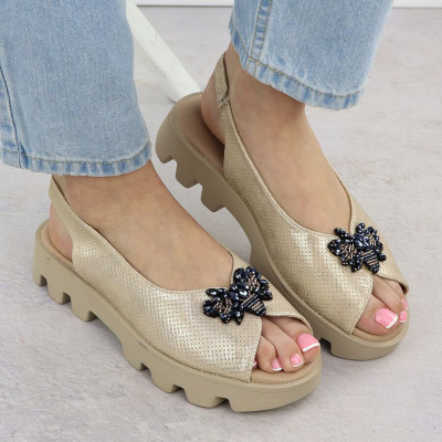Sandale për femra JBUT Potocki Little Sandals, eco leather, bezhë