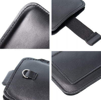 Etui telefoni ROYAL 2XL Tall, universal deri 16.7 × 7.8 cm, lëkurë, i zi
