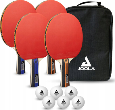 Set pingpongu JOOLA Family Advanced, 4 raketa, 4 topa, shumëngjyrësh