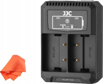 Karikues dual USB për bateri kamerë JJC Fuji DCH NPT125, për Fujifilm NP T125, i zi