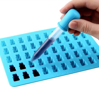 Kallëp silikoni për gummy arusha DA90, 50 forma, me pipetë, shumëngjyrësh