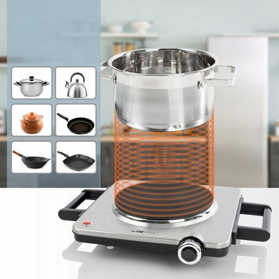 Plitë elektrike Clatronic EKP 3788, 1500W, 18cm, çelik inox argjendtë