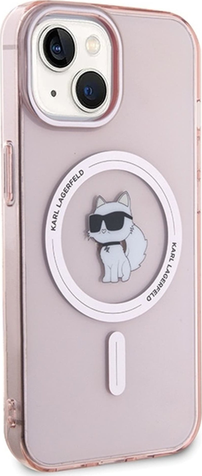 Mbulesë telefoni Karl Lagerfeld KLHMP15SHFCCNOP, për iPhone 15 14 13 6.1", MagSafe, rozë