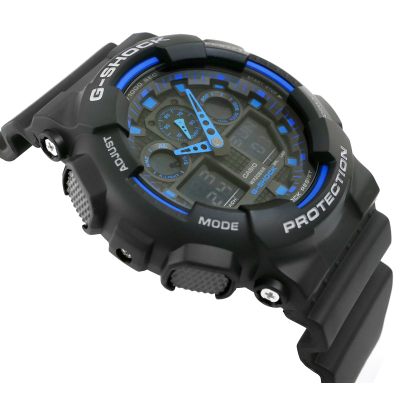 Ora dore Casio G Shock GA 100, kronometër, rezistente ndaj ujit 20 bar, e zezë