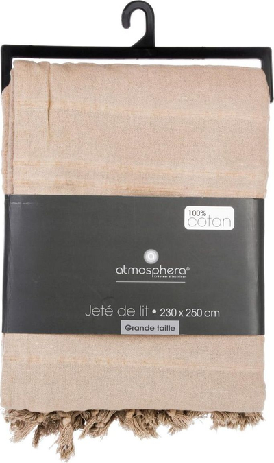 Mbulesë krevati Atmosphera Beige, 230x250 cm, pambuk, me fruda, ngjyrë bezhë