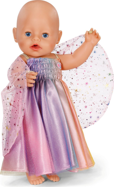 Fustan kukulle Zapf Creation BABY Born Rainbow Dress, për kukulla 43 cm, me krahë dhe glitter, shumëngjyrësh