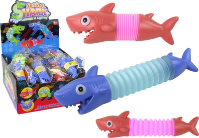 Lodër antistres LEANToys Stretch Shark, që shtrihet, me dritë, shumëngjyrëshe
